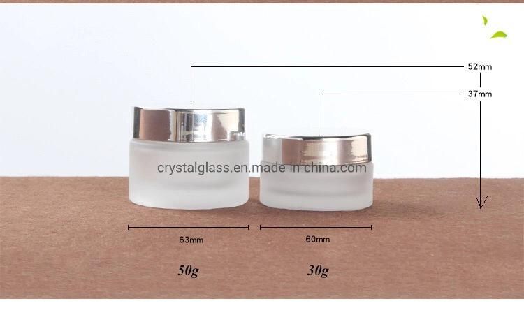 Cosmetic Glass Set Bottle for Lotion and Cream with Silver Caps