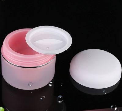30ml 50ml 100ml Pink Color Matte Finish Frosted Container PP Plastic Skincare Cream Jar with Silver Ring