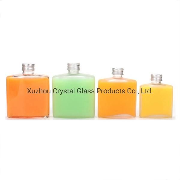 250ml Tea /Beverage /Fruit Wine /Juice Simple Glass Bottle Flat Bottles with Metal Lids