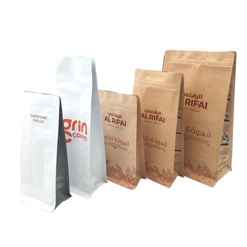 Laminated Kraft Paper Coffee Bag with Valve 250g/500g/1000g/1kg Coffee Bags