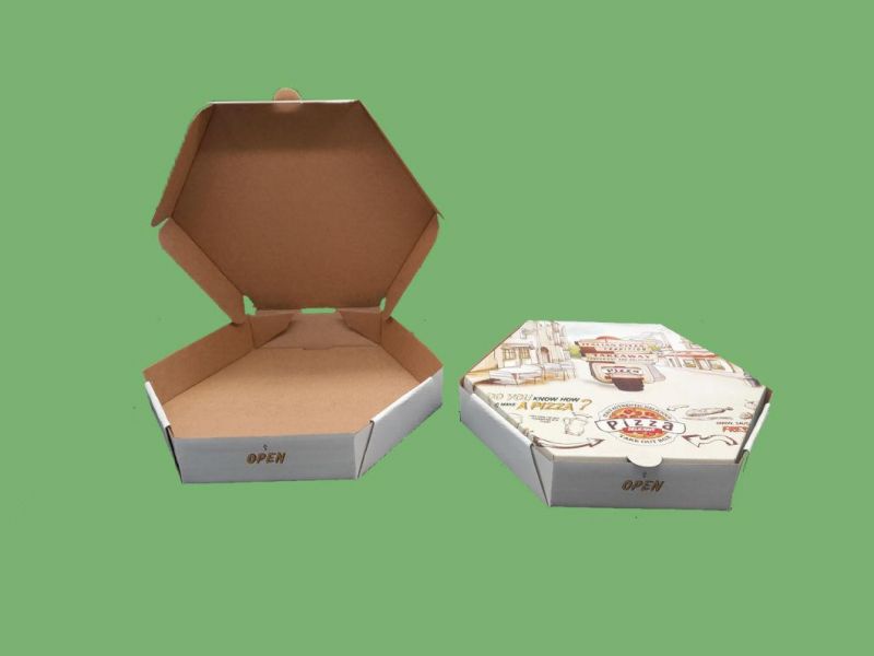 Eco Reusable Hexagon Carton Pizza Box Custom Printed