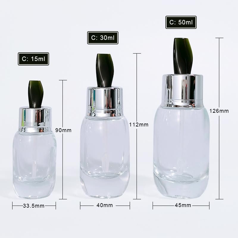 Luxury Rmpty Thick Glass Cosmetic Face Essence Cream Bottle 30ml 50 Ml with Stick Lids