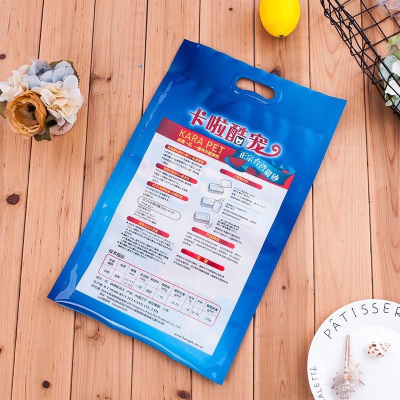 New Design Printed Plastic Stand up Packaging Bag for 20kg 25kg 50kg Cat Litter Handbag