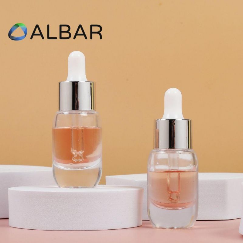 20ml Clear Crystal Silver Pump Flat Shoulder Thick Bottom Cosmetics Glass Bottles