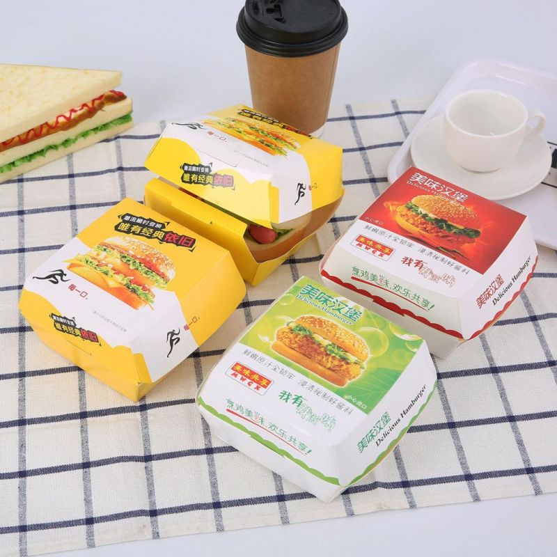 Customized Logo Color Degradable Paper Burger Disposable Food Fried Chip Box