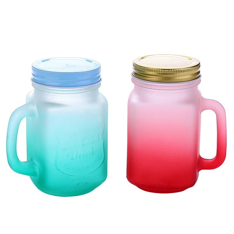 480ml Food and Beverage Mason Jar Drinking Glass Jar with Lid and Straw