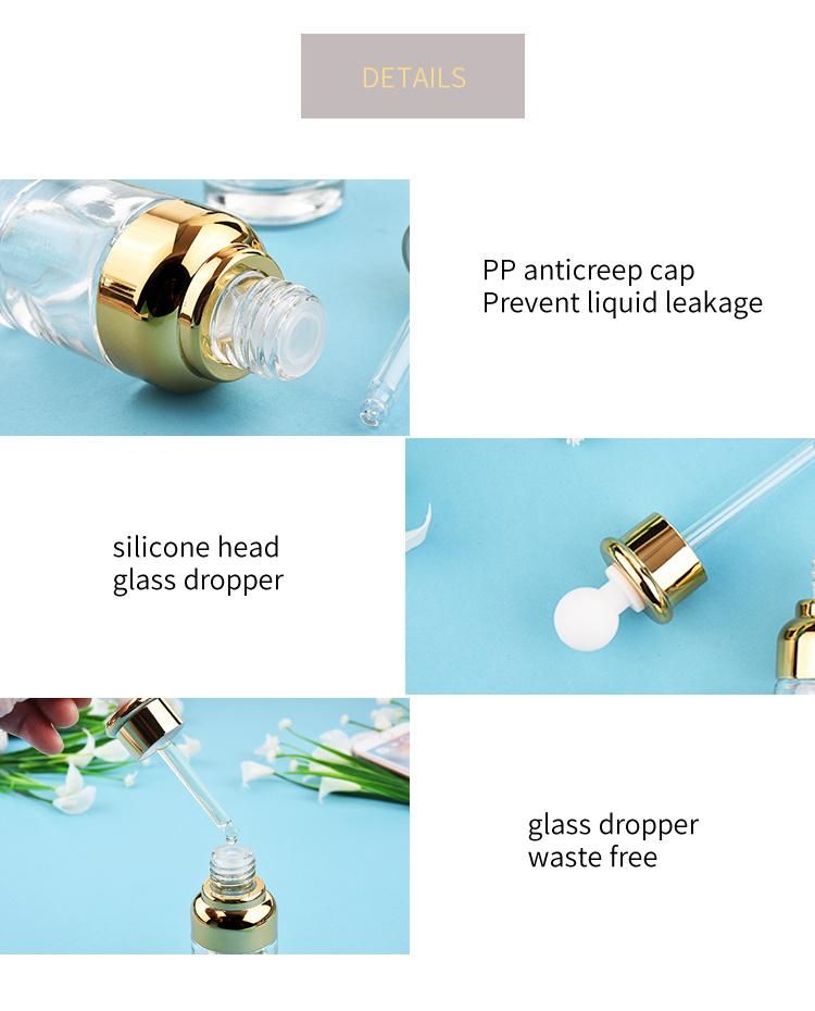 Glass Drop Bottle Aromatherapy Liquid Dropper for Essential Basic Oil Pipette Bottles Refillable 20-50ml High Quality