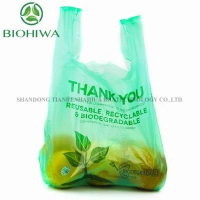 Biodegradable Eco Friendly Compostable Purple Flower Thank You Plastic Heavy Duty Shopping Bags T-Shirt Bags