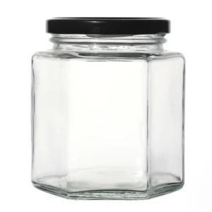 Glass Jar Supplier High Quality Flint Hexagonal Screw Top Empty Glass Jam Jar