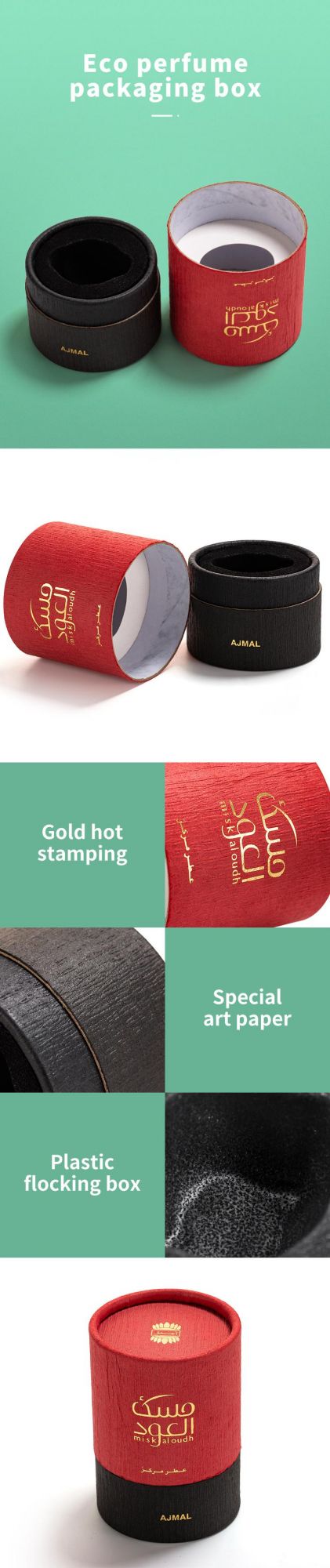 Hot Stamping Eco Friendly EVA Foam Cylinder Paper Tube Perfume Packaging Gift Box