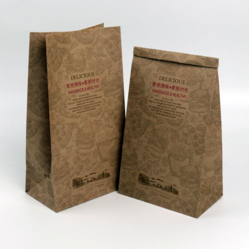 Custom Printed White Kraft Square Bottom Food Paper Bag