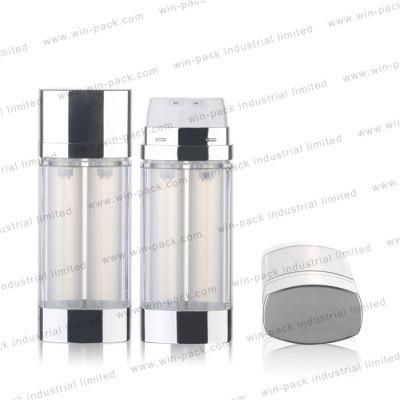 Wy0412 Top Quality Perfume Bottle Dispenser 15ml *2 Acrylic Water Double Chamber Airless Pump Bottle with Different Colors