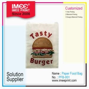 Custom Printed Hamburger Burger Packing Packaging White Kraft Craft Paper Biodegradable Bag