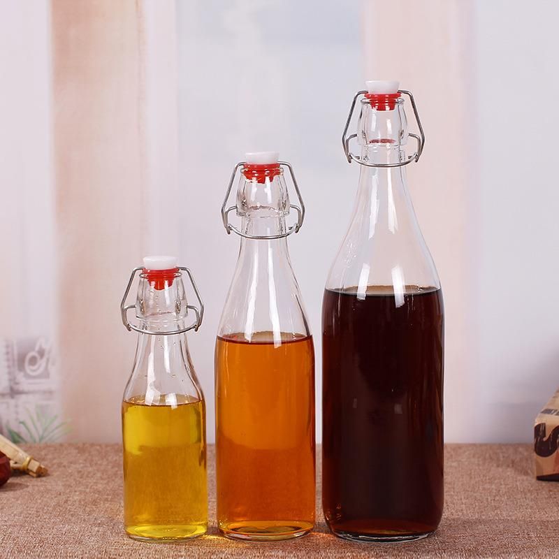 Flip Top Glass Bottle with Swing Top Brewing Bottle with Stopper for Beverages, Oil, Vinegar, Kombucha, Beer, Water, Soda