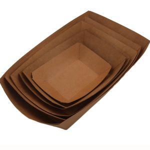 Waterproof Grease Proof Kraft Boat Box Fast Food Paper Disposable Food Storage Containers