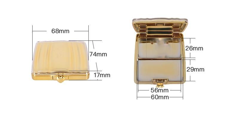 Low MOQ Luxury Golden Empty Square Compact Powder Case for Compact Packaging