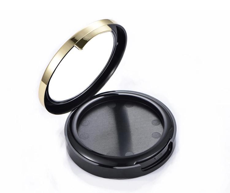 Elegant Empty Black Round Make up Plastic Pressed Powder Compact Case Cosmetic Packaging Container Case Box