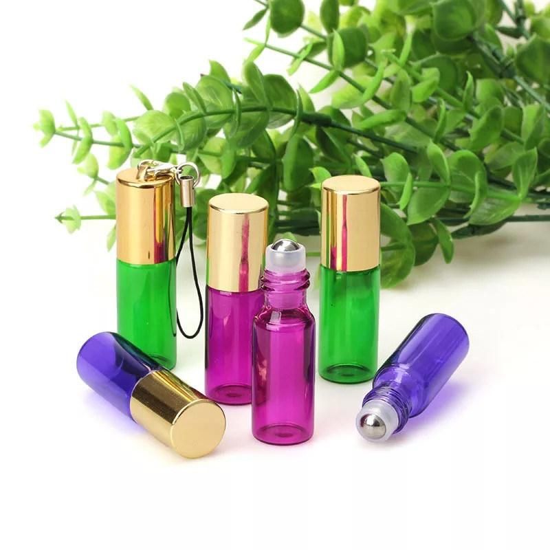 New Arrival 5ml Colorful Glass Roll on Bottle Empty Essential Oils Bottle Travel Perfume Glass Vials