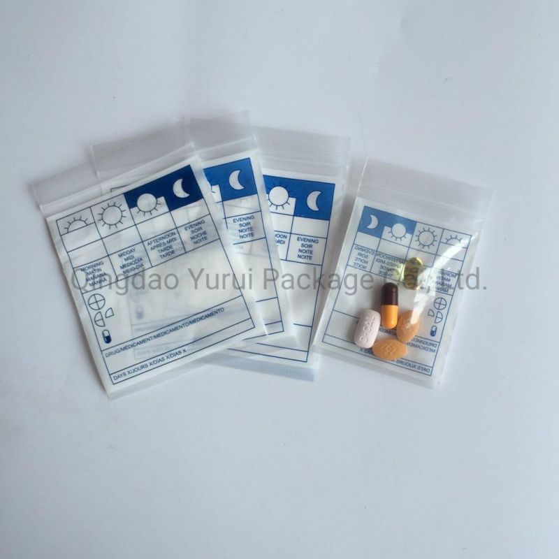 LDPE Medical Ziplock Bag Medicine Zipper Bag Small Plastic Bag for Dispensing Table