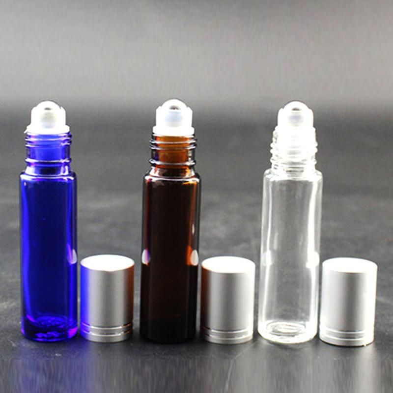 High Quality Clear Amber 5ml 15ml 10ml 20ml Glass Roll on Bottles with Stainless Steel Ball Essential Oil Roller Bottle