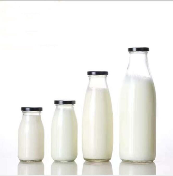 200/250/500ml Glass Milk Bottle Dinking Container with Tinplate