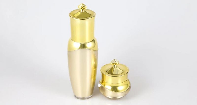 Popular Unique 20ml 30ml 80ml Golden Plastic Acrylic Lotion Bottles Pump Face Cream Bottle for Cosmetic Packaging