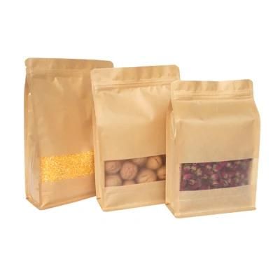 Stand up Brown Kraft Pouch Bag for Tea Dried Food Nuts with Ziplock