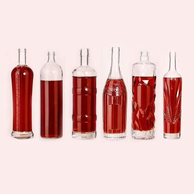 750ml Frosted High Quality Clear Empty Liquor Bottle Flat Glass Bottle