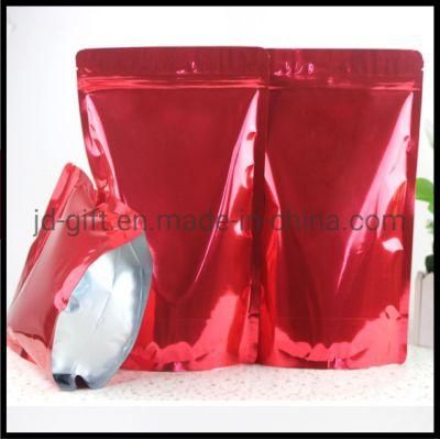 Metallic Black Red Blue Stand up Bag with with Reusable Zipper-Clear/Silver for Snack. Cookie Dried Foods Package