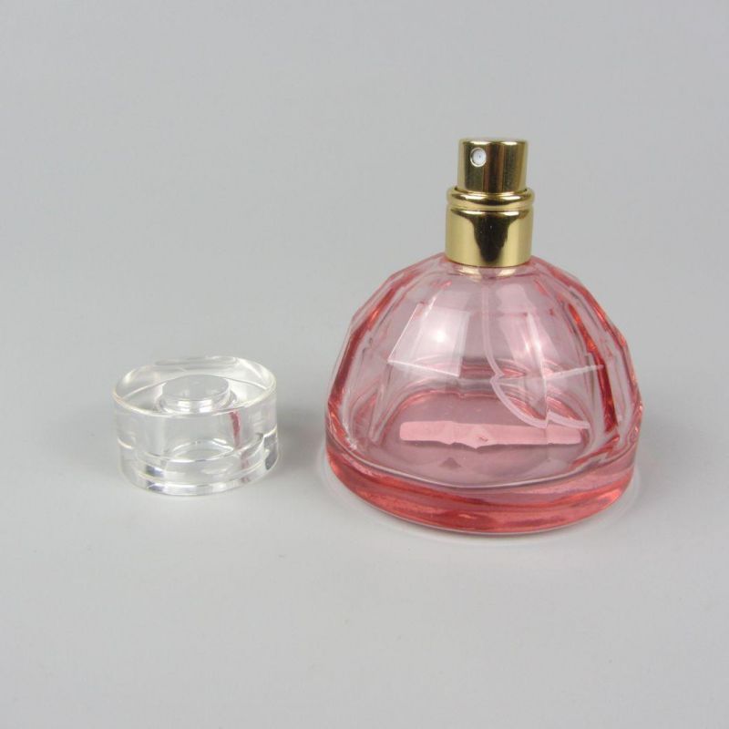 50ml Round Cylinder Pink Spray Glass Perfume Bottle