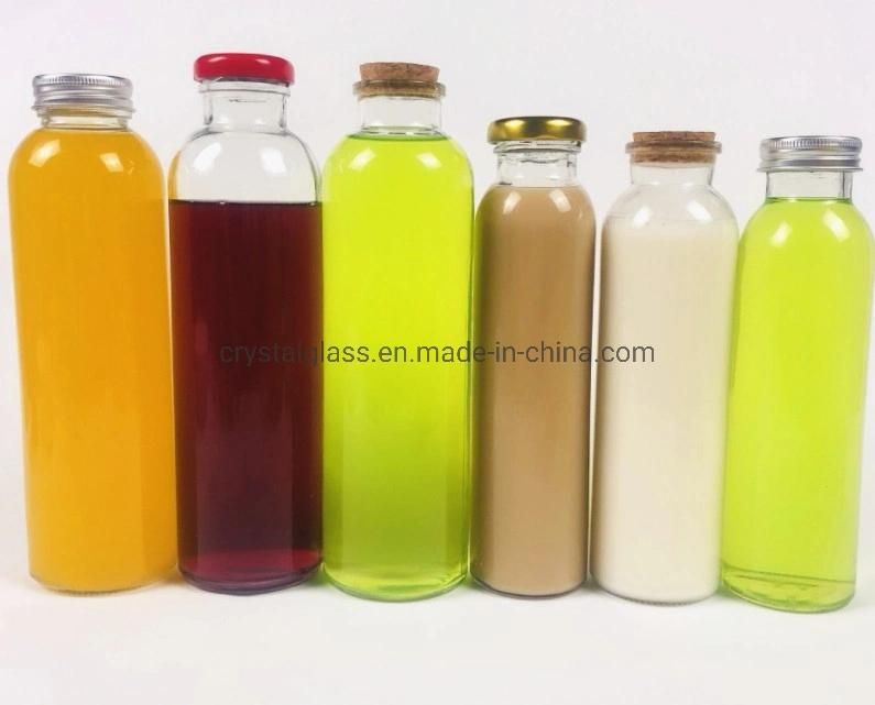 Fruit Juice Glass Bottle Jucing Bottle Drinking Glass Bottle with Metal/Plastic Lid