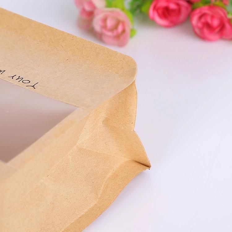 Reusable Flat Bottom Kraft Paper Box Bag with Zipper