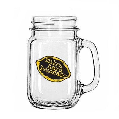 Customized Empty 16oz 500ml Mason Jar Drinking Glass with Handle Straw