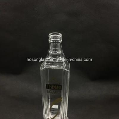 Hoson Wholesale Super Flint Square 750ml Glass Vodka Gin Tequila Bottle