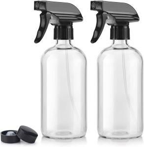 Glass Spray Bottle Empty Spray Bottles with Essential Oils Cleaning Products Black Trigger Sprayer W/Mist and Stream Settings