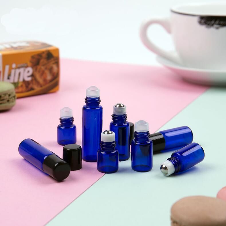 1ml, 2ml 3ml 5ml Empty Roll on Bottle Essential Oil Bottle Small Glass Essential Oil Blue Roller Bottle for Sample