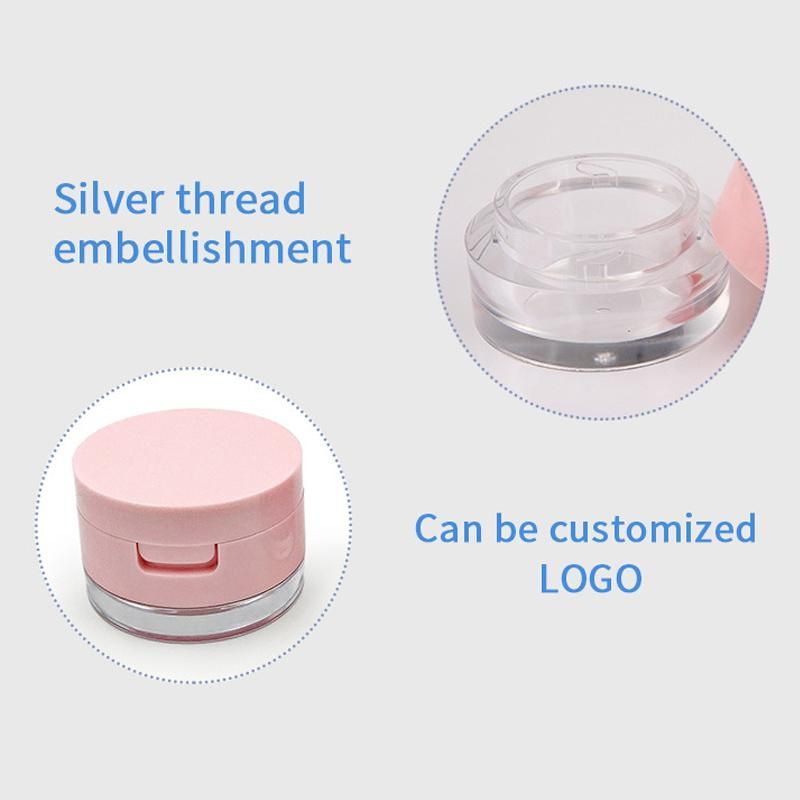 3G 5g Pink Makeup Packaging Custom Logo Plastic Empty Round Transparent Loose Powder Jar with Sifter and Puff