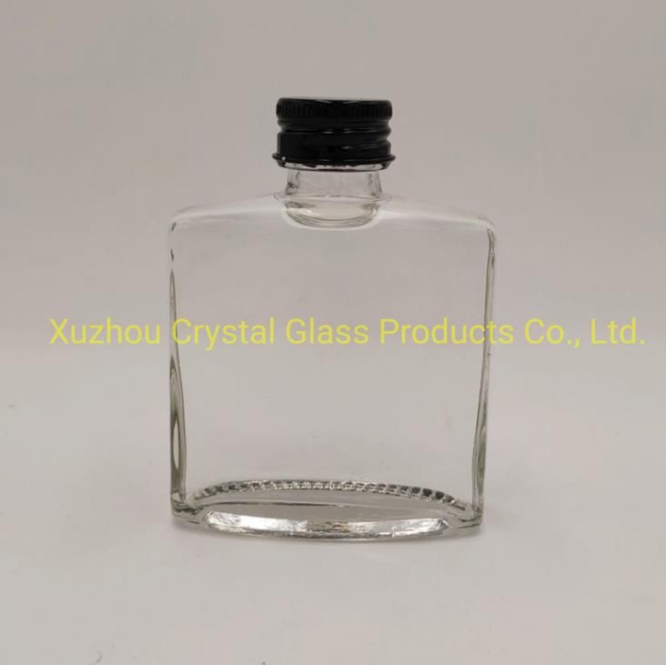 100ml 200ml 250ml Flat Square Juice Glass Bottle with Screw up Aluminum Cap for Drinking Beverage Bottle