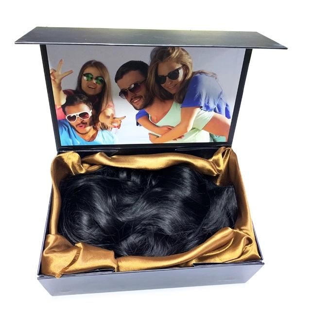 Custom Hair Extension Packaging Folding Gift Box with Satin Inside