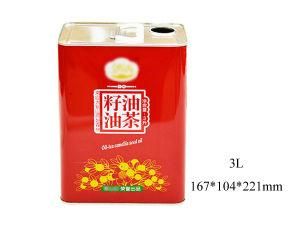 3L Vegetable Oil Metal Tin Can with Handle and Cover