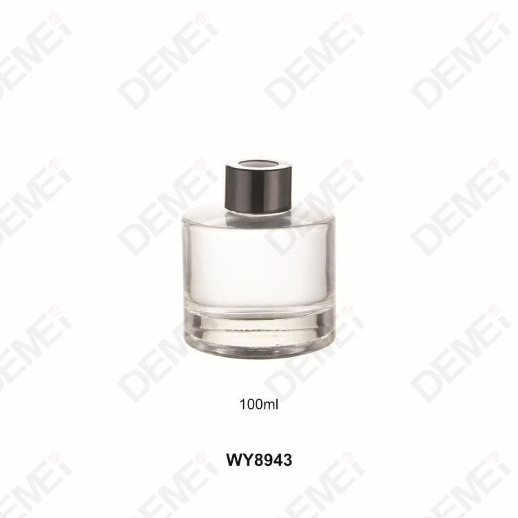 100ml 120ml Clear Fat Straight Round Glass Aromatherapy Bottle with Wood Cap or Black Aluminum Cap