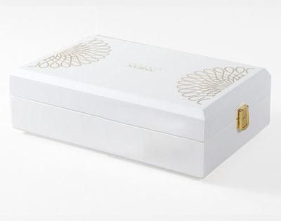 Pure White Metallic Wooden Shiny Perfume Box Customed Factory Supplier