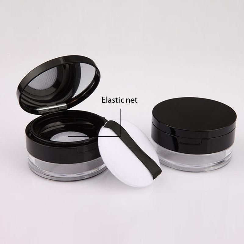 High Quality in Stock Pink Black Plastic Empty Plastic Makeup Powder Jars Cosmetic Loose Powder Jar with Sifter