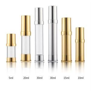 5ml 10ml 15ml 20ml 30ml Glossy Gold and Silver Cosmetic UV Plate Lotion Airless Spray Plastic Bottle