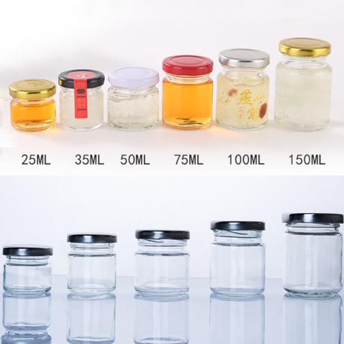 25ml Round Mini Clear Honey Jar Glass Pickle Jar with Metal Lid