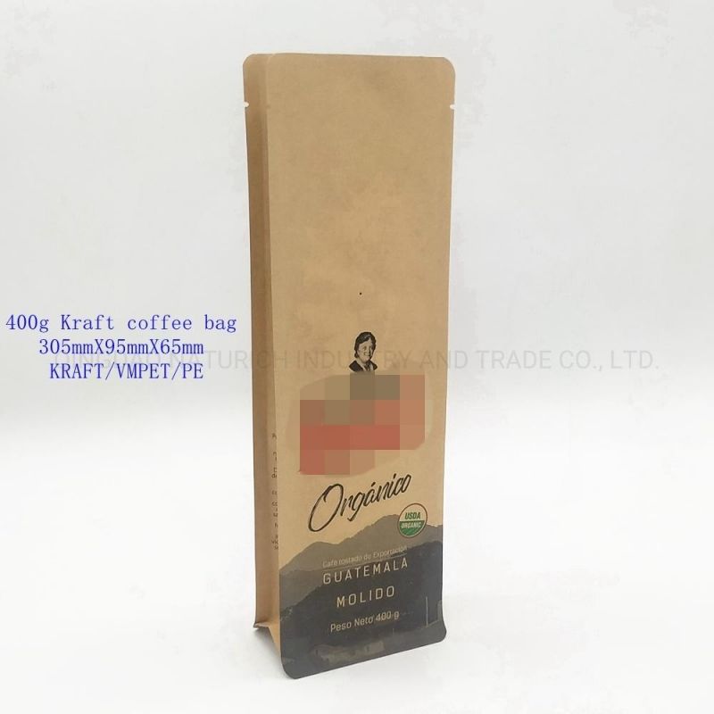 Best Price Kraft Paper Quad Seal Box Bag with Valve