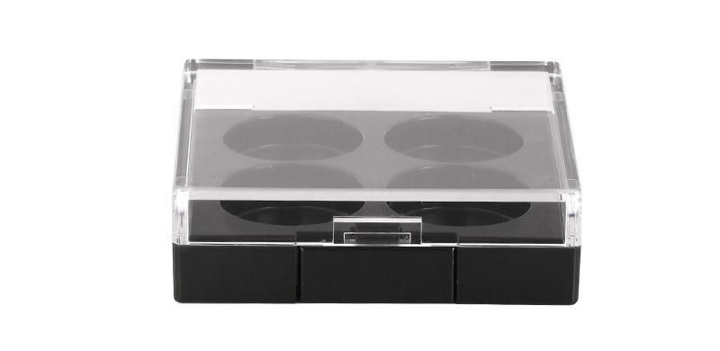 4 Round Holes Clear Transparent Black Square Plastic Empty Eyeshadow Case for Makeup Products