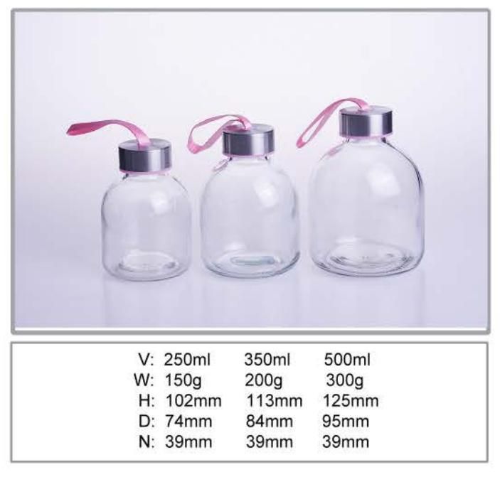 Light Bulb Shape Milk Tea Coffee Packing Glass Bottle with Cap Straw 150ml 200ml 300ml