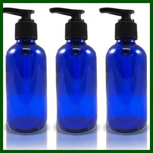 4oz Cobalt Glass Boston Round Pump Bottles