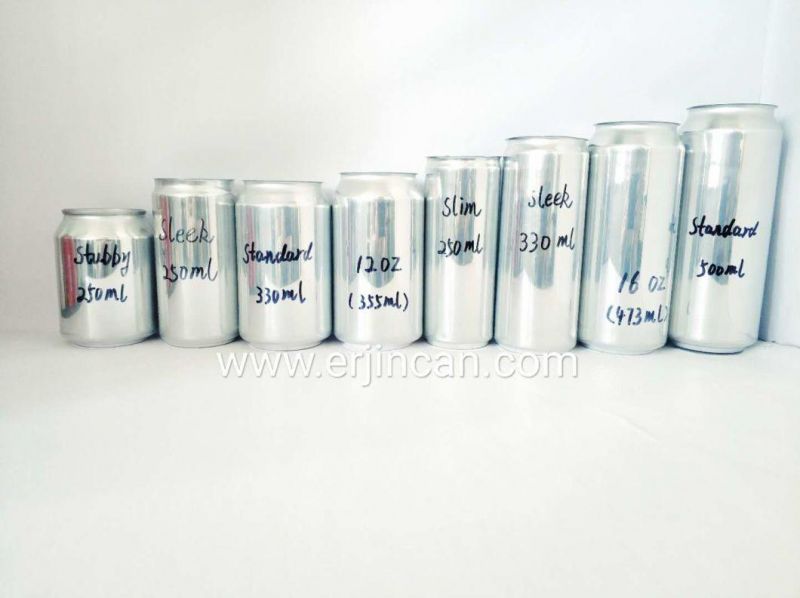 Aluminium Disposable Beverage/Beer Cans Silver Skin with Lids